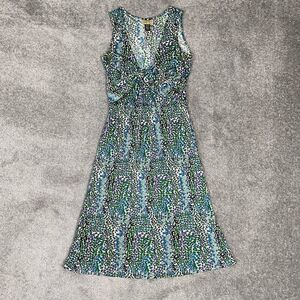 ISSA London Heart Confetti Print Fit Flare Sleeveless Knit Silk Dress Women’s 6